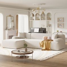 a living room filled with furniture and white walls