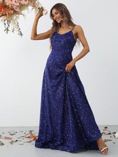 Product Code: FSWD0853 Embellishment: Sequin Fabric: 100% Polyester Back Style: Zipper Up Fully Lined: Yes Built-in Bra: No Available Color: Navy Blue Stretch: Moderate Fits true to size Imported Model Information: Height: 5' 2" Bust: 33.5'' Waist: 24“ Hips: 35.5” wearing US size Small Blue Evening Dress With Spaghetti Straps For Banquet, Royal Blue Sleeveless Banquet Dress, Sleeveless Royal Blue Banquet Dress, Royal Blue Sleeveless Dress For Banquet, Royal Blue Spaghetti Strap Prom Dress, Elegant Royal Blue Dress With Spaghetti Straps, Blue Spaghetti Straps Evening Dress For Gala, Royal Blue Spaghetti Strap Evening Dress, Glamorous Blue Evening Dress With Spaghetti Straps