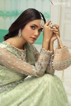 Pakistani Bridal Dress Mint Green Lehenga, Nameera By Farooq, Pakistani Bridal Dresses Online, Green Lehenga Choli, Pakistani Bridal Dress, Choli Dress, Designer Party Dresses, Green Lehenga, Ayeza Khan