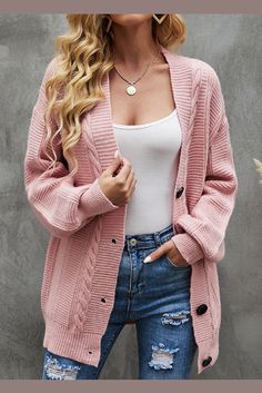 ROTITA Button Light Pink Long Sleeve Cardigan Womens Sweater Coats, Long Knit Cardigan, Sweater Season, Longline Cardigan, Duster Cardigan, Pink Cardigan, Long Sweaters Cardigan, Cable Knit Cardigan, Sweater Material