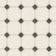 a white and green tile pattern with black accents on the bottom, along with an intricate design