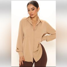 ‘Ceo Of Slaying Button Down Top’ Color : Taupe Collard, Button Front, Long Sleeve Chest Pockets 100% Polyester Women Ceo, Taupe Fashion, Classy Work Outfits, Fashion Nova Tops, Loungewear Women, Women Shirts Blouse, Shirts Blouses, Womens Loungewear, Rompers Women