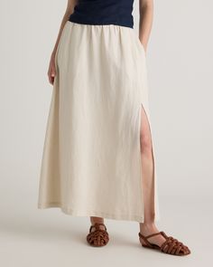 Elevate your summer style with our 100% European Linen Maxi Skirt. Crafted from lightweight and breathable linen fabric, this skirt will keep you cool and chic all season long. Its flowing silhouette offers a relaxed yet sophisticated look, while the maxi Linen Maxi Skirt, Simple Tank Tops, Sophisticated Look, Womens Maxi Skirts, European Linens, Summer Design, Linen Women, Eileen Fisher, Summer Style