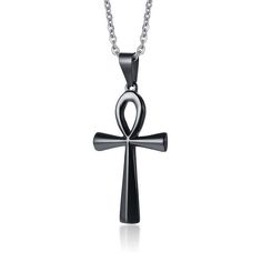 Embracing mystical elements of the past, this finely crafted ankh necklace reflects its ancient symbolic heritage and enchanting history. Hewn with precision, this men's necklace is imbued with a subtle elegance, and urban charm. Available in a variety of quality finishings, it is a perfect addition to be worn for nearly any occasion. Metals Type: High Quality Stainless SteelChain Type: Link ChainPendant Size: 25mmx43.6mmChain Length: 50cm/20"Shipping: Worldwide Egyptian Cross, Prayer Gifts, Ankh Necklace, Ankh Cross, Blackest Night, Men's Necklace, Perfect Man, Bold Fashion, Stainless Steel Chain