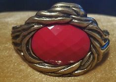 Antique Bangle Bracelet Chunky Wide Cuff Big Faceted Red Stone Brass Plated RARE | eBay Red Retro Bangle Jewelry, Retro Red Bracelet Jewelry, Wide Cuff, Red Stone, Metal Bracelets, Gemstone Bracelets, Bracelets And Charms, Bangle Bracelet, Stone Color