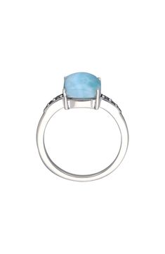 An easy-to-wear ring will add significant polish to even your most casual ensembles. 3/8" band width Sterling silver/larimar/white topaz Imported Elegant Blue Larimar Rings, Adjustable Blue Larimar Ring, Blue Larimar Round Rings, Elegant Larimar Rings For Anniversary, Elegant Oval Larimar Rings, Contemporary Accessories, White Topaz Rings, Kids Styles, Flip Flop Slippers