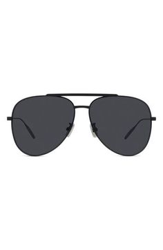 Polished metal frames and tinted lenses add a cool vibe to aviator-inspired sunglasses that offer complete UV protection. 59mm lens width; 13mm bridge width; 145mm temple length 100% UV protection Adjustable nonslip nose pads Metal Made in Italy Black Rimless Sunglasses With Metal Frame, Sleek Black Sunglasses With Metal Frame, Matte Black Aviator Sunglasses With Gradient Lenses, Classic Aviator Shield Sunglasses With Tinted Lenses, Matte Black Aviator Sunglasses With Tinted Lenses, Black Metal Frame Aviator Sunglasses, Classic Aviator Shield Sunglasses With Metal Frame, Sleek Aviator Sunglasses With Tinted Lenses, Sleek Aviator Sunglasses With Gradient Lenses