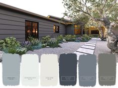 the exterior of a house with different shades of gray