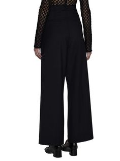 Rohe’s black virgin wool tailored trousers featuring high waist, belt loops, concealed hook and zip fastening, side pockets, rear welt pockets and wide leg with pleats and ironed crease.WIDTH: WHITE/BLUESize Type: France WomenGender: WomenMaterial: WOOL OR FINE ANIMAL HAIR->VIRGIN WOOL100 %Color: BlackMade in: LTProduct ID: 40830278-138*Import tax/duty will be calculated at checkout (If applicable) Chic Full-length Wool Bottoms, Chic Full Length Wool Bottoms, Evening Pants With Pressed Crease Wide Leg, Wide Leg Pants With Pressed Crease For Evening, Tailored Wool High Waist Wide Leg Pants, Tailored Wool Wide Leg Pants With High Waist, Tailored High Waist Wool Wide Leg Pants, Formal High Waist Wool Wide Leg Pants, Formal High Waist Wide Leg Wool Pants