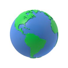 a blue and green earth globe on a white background with clipping path to the right