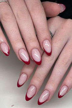 These gorgeous red French tip nails are a CLASSIC. Whether you want minimal red French or long extra french manicure, we've got something here for you Bumble Bee Nails, Kylie Nails, Bee Nails, Latest Nail Designs, Spring Acrylic Nails