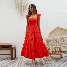 Women's Casual Waist Elegant Sleeveless Square Neck Solid Color Maxi Dress Square Neck Sundress In Solid Color, Chic Square Neck Solid Color Midi Dress, Elegant Solid Color Square Neck Maxi Dress, Chic Square Neck Maxi Dress, Elegant Square Neck Maxi Dress In Solid Color, Elegant Maxi Dress With Square Neck, Elegant Solid Color Maxi Dress With Square Neck, Chic Solid Color Maxi Dress With Square Neck, Spring Midi Dress With Square Neck In Solid Color