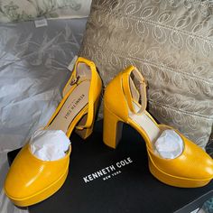 Marigold Heels Tatum Yellow Kenneth Cole New York Heels / Platform / Shoes Ankle Strap Nwt Nib Nwb New With Box Size 8.5 Med ? (Please Refer To Box Photo For Sizing Questions) Yellow Heels With Padded Block Heel, Yellow Block Heels With Padded Heel, Yellow Open Heel Synthetic Heels, Yellow Synthetic Heels With 4-inch Heel, Yellow Synthetic Open Heel Shoes, Yellow 4-inch Heel Synthetic Heels, Yellow Synthetic Open Heel, Yellow Closed Toe Platform Heels, Yellow Platform High Heels