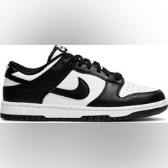 Nike Dunk Low 'Black White' Sneakers Authentic No Cap All Brand New Created For The Hardwood But Taken To The Streets, The Basketball Icon Returns With Classic Details And Throwback Hoops Flair. Channeling '80s Vibes, Its Padded, Low-Cut Collar Lets You Take Your Game Anywherein Comfort. Benefits Leather In The Upper Ages To Soft Perfection. Foam Midsole Offers Lightweight, Responsive Cushioning. Rubber Outsole With Classic Hoops Pivot Circle Adds Durable Traction And Heritage Style. Low-Cut, Pa Modern Black Low-top Custom Sneakers, Classic Black Nike Custom Sneakers, Classic Black Custom Nike Sneakers, Modern Black Skate Shoes With Contrast Sole, Classic Black Sneakers With Contrast Sole, Sporty Custom Sneakers For Streetwear With Branded Heel, Nike Black Custom Sneakers With Boost Midsole, Modern Black Custom Sneakers With Contrast Sole, Nike Sporty Black Skate Shoes