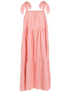 Blush pink cotton Peggy cotton midi dress from CLUBE BOSSA featuring panelled design, square neck, tie-fastening straps, sleeveless, straight hem and long length. | Clube Bossa Peggy cotton midi dress Midi Dress Pink, Design Square, Cotton Midi Dress, Pink Midi Dress, Vestido Casual, Pink Cotton, Dress Pink, Long Length, Square Neck