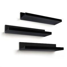 three black shelfs are shown against a white background