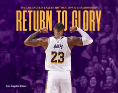 the los angeles lakers's lebron to glory poster is featured in front of an audience