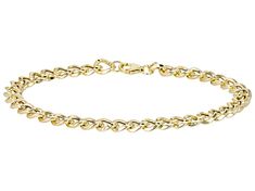 10k Yellow Gold 5.8mm Curb Link Bracelet with a lobster claw clasp. Classic Gold Bracelet With Lobster Clasp, Classic Yellow Gold Charm Bracelet, Bracelet Box, Broken Chain, Pearl Strands, Gold Material, Lobster Claw, Link Bracelets, Post Earrings