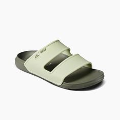 Men's Oasis Double Strap Water Friendly Sandal in Aqua/Olive | REEF® Beach Slides With Ortholite Insole And Open Toe, Outdoor Round Toe Slides For Beach Season, Round Toe Slides For Outdoor Beach Season, Outdoor Slides For Beach Season, Slip-on Sandals For Beach Season Outdoor Activities, Synthetic Slides With Textured Footbed For Beach, Beach Slides With Textured Footbed And Synthetic Material, Casual Sport Sandals For Beach Season Outdoor Activities, Summer Sport Sandals With Removable Insole For Water Sports