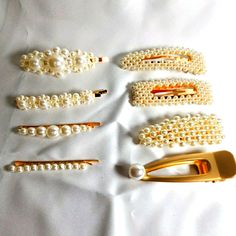 Nwot Excellent Condition Set Of 8 Barrettes Pearl Barrette, White Pearl, Barrettes, Pearl White, Color White, Hair Accessories, Women Accessories, Hair, Women Shopping