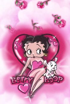 betty boop wallpaper with hearts and flowers