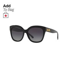 in stock Classic Black Sunglasses With Gradient Lenses, Designer Black Sunglasses With Uva Protection, Luxury Black Tinted Sunglasses, Elegant Matte Black Polarized Sunglasses, Classic Coach Sunglasses With Polarized Lenses, Luxury Black Polarized Sunglasses, Elegant Matte Black Sunglasses For Formal Occasions, Black Sunglasses With Mirrored Lenses For Formal Occasions, Elegant Black Cat Eye Sunglasses