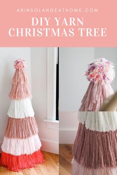 this diy yarn christmas tree is so cute and easy to make it looks amazing