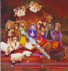 *Instant Download Plastic Canvas Pattern PDF - 3006* Adorable Nativity Set worked on 7 mesh plastic canvas. Pattern includes Joseph, Mary, Baby Jesus, Manger, Shepherd, Shepherd Boy, 3 Kings, Angel, Camel, Ram, Sheep, Lamb, Cow and Donkey. 16 beautifully detailed, self-standing designs. This book is an updated version of a very popular design that graced thousands of homes at holiday in 1970's. Some new figures were added and colors changed. The charts were newly done, still in black and white w Centerpiece Craft, Christmas Nativity Set, Plastic Canvas Pattern, Yarn Gifts, Vintage Crochet Pattern, Holiday Centerpieces, Motif Vintage, Plastic Canvas Crafts, Canvas Projects