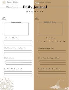 the daily journal is open and ready to be used as a printable book for children