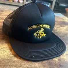 Going Nowhere Trucker Hat - Brand New - Never Worn! Great To Wear To A Concert Or Party Casual Snapback Party Hat, Fun Black Hat With Flat Brim, Fun Black Flat Brim Hat, Black Trucker Hat For Party With Curved Brim, Black Trucker Hat With Curved Brim For Party, Black Curved Brim Trucker Hat For Party, Casual Snapback Hat For Party, Black Snapback Trucker Hat For Party, Casual Snapback Trucker Hat For Party