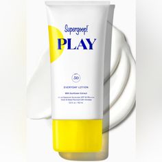 Supergoop! Play Everyday Lotion Spf 50 A Fast-Absorbing, Non-Greasy Sunscreen Face & Body Lotion That Hydrates Skin & Is Water- & Sweat-Resistant For 80 Minutes. Water- & Sweat-Resistant (80 Minutes) No White Cast Non-Comedogenic How It Feels: A Smooth Lotion That Feels Lightweight And Hydrating. Recommended For Normal, Combination, Dry Or Oily Skin. Why We Made It: Play Everyday Lotion Was Created To Correct Everything You Ever Disliked About Sunscreen. It Feels Amazing, It Absorbs Quickly And Sunscreen Face, Sunscreen Spf 50, Sunscreen Lotion, Broad Spectrum Sunscreen, We Made It, Clogged Pores, Skin Care Women, Face Sunscreen, Hydrate Skin