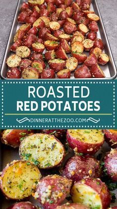 roasted red potatoes with herbs and seasoning on top