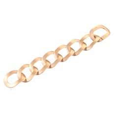 18k rose gold Pomellato link bracelet. ~ Just purchased inventory from a high end boutique store in Europe. All jewelry is brand new/store samples, with tags ~ DESIGNER: Pomellato MATERIAL: 18k Gold GEMSTONES: None DIMENSIONS: Bracelet is 7" long and 28mm wide. MARKED/TESTED: Pomellato, Italian mark, 750. WEIGHT: 58.8 grams CONDITION: New/Store Sample Elegant Rose Gold Bracelets For Evening, Rose Gold Metal Chain Bracelet, Rose Gold Metal Bracelet, Luxury Rose Gold Chain Bracelet For Formal Occasions, Rose Gold Bracelet Jewelry For Evening, Rose Gold Bracelet For Evening Wear, Rose Gold Bangle Bracelet For Evening, Elegant Jubilee Rose Gold Chain Bracelet, Modern Rose Gold Chain Bracelet With Rectangular Links