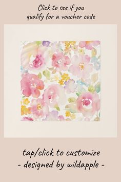 a flowered square with the words tap / click to customize - designed by wildapple