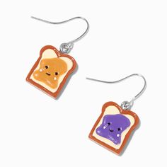 Claire's Peanut Butter & Jelly Sandwich Drop Earrings Cute Multicolor Jewelry With Ear Wire, Cute Multicolor Jewelry, Cute Multicolor Hypoallergenic Jewelry, Cute Hypoallergenic Multicolor Jewelry, Playful Purple Dangle Jewelry, Novelty Multicolor Pierced Earrings, Playful Purple Hypoallergenic Jewelry, Playful Hypoallergenic Purple Jewelry, Cute Multicolor Hypoallergenic Earrings