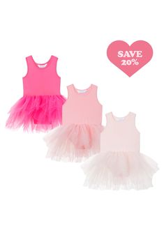 Who doesn't love pink? Try out all of our bestselling pink tutus in one 3-pack.iloveplum dresses are the easiest, most comfy, twirl worthy tutus. Constructed from a classic leotard body, a spandex racerback bodice adorned with snap closures and tons of tulle to twirl in. Classic and comfortable.Bodice: Polyester / SpandexSkirt: Polyester TulleImported Fitted Pink Tutu Dress For Summer, Pink Playful Tutu Dress For Playtime, Playful Pink Tutu Dress For Playtime, Spring Tulle Tutu Dress For Playtime, Pink Stretch Tutu Dress For Spring, Spring Playtime Tulle Tutu Dress, Pink Stretch Tulle Tutu Dress, Pink Tulle Tutu Dress For Playtime, Pink Fitted Tutu Dress For Playtime