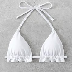 Brand New Shein Bikinis Size Xl White Sleeveless Halter Top For Sunbathing, White Sleeveless Halter Top For Pool, White Triangle Top Tankini For Vacation, White Triangle Top Tankini For Beach Party, White Triangle Top Summer Tankini, White Triangle Top Tankini For Summer, Summer White Triangle Top Tankini, White Halter Top For Swimming In Spring, White Halter Top For Beach Party