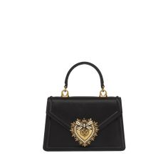 Dolce&Gabbana "Devotion" top handle bag in satin silk and leather Top handle  Detachable chain crossbody strap Can be worn as a top handle or crossbody bag  Envelope flap top with magnetic closure  Exterior, embellished DG logo heart ornament   Interior, one slip pocket  Approx. 5.1"H x 7.5"W x 1.8"D Made in Italy Designer Crossbody Evening Bag With Top Handle, Designer Crossbody Evening Bag With Top Carry Handle, Designer Evening Bag With Top Carry Handle, Event Top Handle Bag With Removable Pouch, Event Top Handle Bags With Removable Pouch, Event Bags With Removable Pouch And Top Handle, Designer Evening Bags With Detachable Strap, Luxury Top Handle Shoulder Bag For Events, Designer Top Handle Shoulder Bag For Events