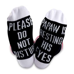 PRICES MAY VARY. 【QUOTE SOCKS】With quote: PLEASE DO NOT DISTURB PAPAW IS RESTING HIS EYES 【COMFY MATERIAL】Made of 80% Combed Cotton, 17% Polyester, 3% Elastane to ensure our socks soft, comfortable, stretchy and breathable. No fading, machine washable, hold up well in the laundry. 【CASUAL SOCKS】Highly elastic, durable and comfortable, heel and toe construction, comfortable stretch for all day long. Occasions for this crew socks: perfect for everyday wear, work, sports, boot, hiking, running, fly Papaw Gifts, New Dad Gift, Grandfather Gifts, Distance Gifts, Father Birthday, Best Dad Gifts, Do Not Disturb, Gifts For New Dads, Novelty Socks