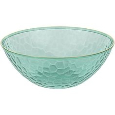 a green glass bowl on a white background