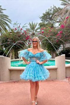 Off the Shoulder Light Blue Winter Formal Dress Blue Winter Formal Dress, Party Dress Winter, Winter Formal Dress, Winter Formal Dresses, Pink Homecoming, Tulle Homecoming Dress, Pink Homecoming Dress, Line Light, Short Party Dress