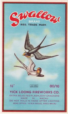 two birds flying next to each other on a label for swanee's re - trade mark