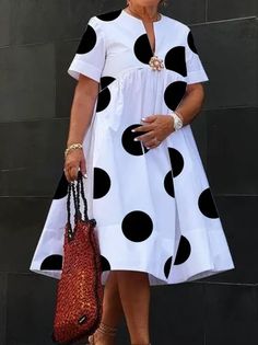 Nigeria Dress, Inexpensive Dresses, Evening Midi Dress, Loose Midi Dress, Summer Dressing, Polka Dot Maxi Dresses, Midi Sundress, Polka Dot Shorts, Classy Dress Outfits