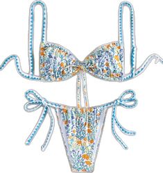 Underwire Floral Print Swimwear For Beach Season, String Swimwear For Sunbathing, String Beachwear For Beach Party, String Swimwear For Sunbathing And Beach Season, Summer String Swimwear For Sunbathing, Beachy String Swimwear For Beach, Beachy String Swimwear For Beach Season, String Swimwear For Beach Vacation, Fitted String Swimwear For Beach Party