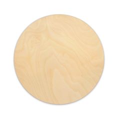 a round wooden cutting board on a white background