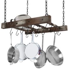 PRICES MAY VARY. [16 Hooks For Hanging Pots and Pans] It includes 16 removable heavy duty hooks to hang pots, pans and other kitchen utensils [Space Saving Organizer] This pot and pan ceiling rack features removable rails and S-shaped hooks , which you can arrange depending on your cookware size . It eliminates clutter, frees cabinet space, and saves time in your searches [Stylish Design & Display] With the rustic wood frame ceiling rack it displays your kitchen appliances in a charming and styl Hanging Pot Rack, Ceiling Hangers, Pot Rack Hanging, Pan Rack, Wood Pots, Overhead Storage, Kitchen Stand, Rustic Wood Frame, Cube Design