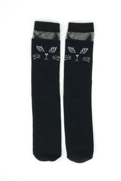 Cat Knee High Socks - Black or White - Sparkle in Pink Paw Socks, Paws Socks, Sparkle In Pink, Halloween Socks, Cat Socks, Halloween Outfit, Girls Socks, Your Girl, Knee High Socks