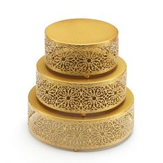 PRICES MAY VARY. Material: 3-set cake stands made of high-quality metal Size: S--8"D*3.9"H; M--10"D*3.9"H; L--12"D*3.9"H Multi-functions: It could be used as cake stands, cupcake stands, dessert display stand, candies, cookies or serve for fruit, perfect for weddings, parties, birthday parties or any other events Easy to clean: Totally reusable and wash easily with elegant design Guarantee: if any question, please feel free to contact us and then you can get a satisfied reply Color: Gold 
Materi Dessert Display Stand, Metal Cake Stand, Round Cake Stand, Cake Stand Set, Cake Rack, Candy Display, Cupcake Stands, Cake Plates Stand, Metal Display