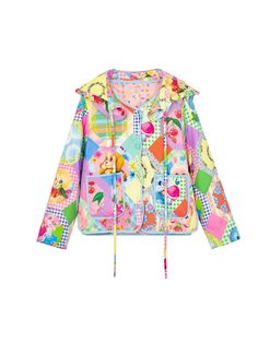 Decora Fashion, 3d Pokemon, Soft Kidcore, Plaid Mini Dress, Printed Jacket, Detachable Hood, Print Jacket, Colorful Fashion, Alternative Fashion