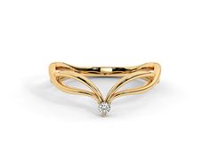 Diamond curved V Ring, Minimalist Chevron Solid Gold Diamond Wave ring. This curved V band, features a subtle V shape. This dainty ring is perfect for everyday wear. Setting: Metal type: 14K/18k solid gold Setting type: Prong DETAILS: * Solid 14k/18k solid gold ring -Stone type: 100% Natural Diamonds -Shape: Round Brilliant cut -Weight: 1 stone / 0.03 carat -Stones Size: 2.0 mm. -Color: G -Clarity: VS2-SI2 -Cut: Very Good-Excellent TOTAL DIAMOND WEIGHT: 0.03 CARAT All components are 14k/18k Soli Modern Twist Open Band Diamond Ring, Elegant Diamond Ring With Simple Design, Modern Twist Ring With Single Diamond, V Ring, Modern Gold Jewelry, Indian Bridal Jewelry Sets, Zierlicher Ring, Gold Ring Designs, Chevron Ring